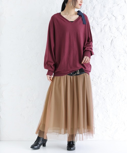 osharewalker（オシャレウォーカー）の「【廃盤】『リボンバッククロスデザインタンクトップ』（タンクトップ・レディース・ベージュ/ダークグレー/杢グレー/ブラック×ブルー・1/2）」の19枚目の写真