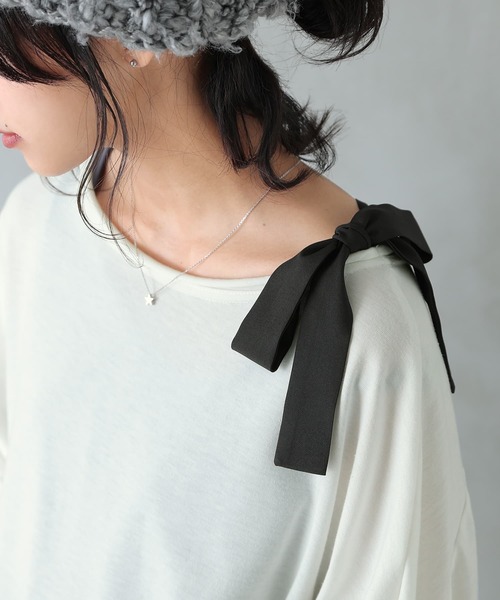 osharewalker（オシャレウォーカー）の「【廃盤】『リボンバッククロスデザインタンクトップ』（タンクトップ・レディース・ベージュ/ダークグレー/杢グレー/ブラック×ブルー・1/2）」の21枚目の写真