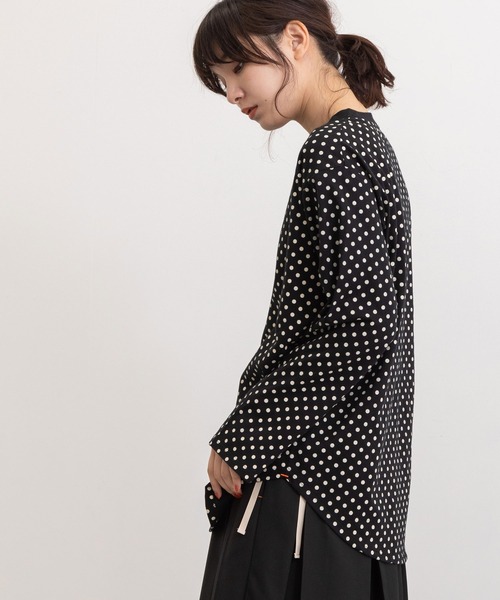 POU DOU DOU（プードゥドゥ）の「クラシックパターンロンTee（Tシャツ/カットソー・レディース・ブラック/グリーン/オレンジ/キナリ・3）」の9枚目の写真