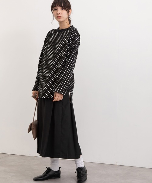 POU DOU DOU（プードゥドゥ）の「クラシックパターンロンTee（Tシャツ/カットソー・レディース・ブラック/グリーン/オレンジ/キナリ・3）」の11枚目の写真