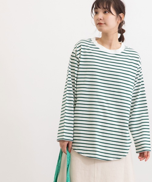 POU DOU DOU（プードゥドゥ）の「クラシックパターンロンTee（Tシャツ/カットソー・レディース・ブラック/グリーン/オレンジ/キナリ・3）」の15枚目の写真