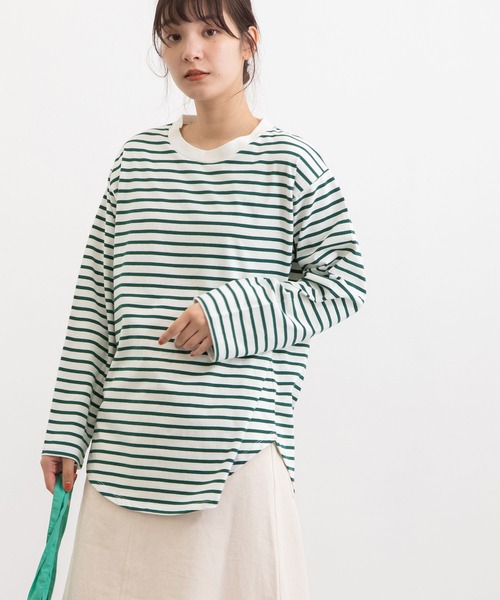 POU DOU DOU（プードゥドゥ）の「クラシックパターンロンTee（Tシャツ/カットソー・レディース・ブラック/グリーン/オレンジ/キナリ・3）」の16枚目の写真