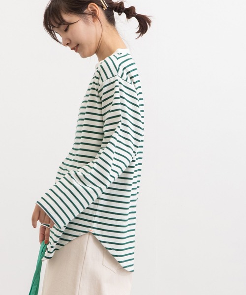 POU DOU DOU（プードゥドゥ）の「クラシックパターンロンTee（Tシャツ/カットソー・レディース・ブラック/グリーン/オレンジ/キナリ・3）」の17枚目の写真