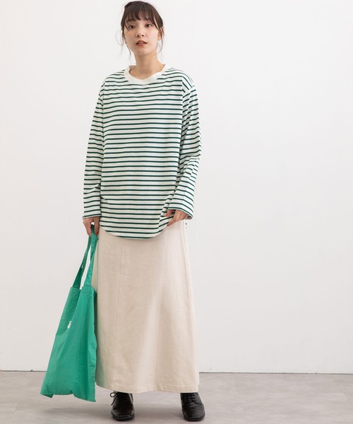 POU DOU DOU（プードゥドゥ）の「クラシックパターンロンTee（Tシャツ/カットソー・レディース・ブラック/グリーン/オレンジ/キナリ・3）」の19枚目の写真