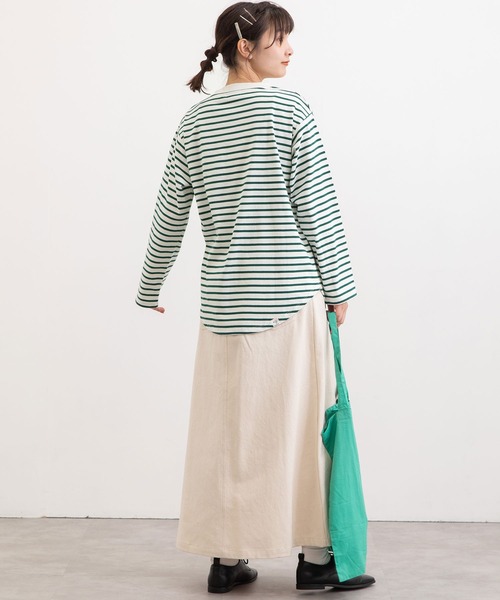 POU DOU DOU（プードゥドゥ）の「クラシックパターンロンTee（Tシャツ/カットソー・レディース・ブラック/グリーン/オレンジ/キナリ・3）」の21枚目の写真