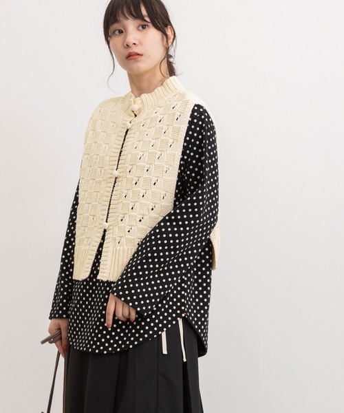 POU DOU DOU（プードゥドゥ）の「クラシックパターンロンTee（Tシャツ/カットソー・レディース・ブラック/グリーン/オレンジ/キナリ・3）」の22枚目の写真