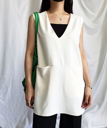 me+em select | 【 セットアップ対応 】サイドスリットVネックオーバージレベスト(ベスト)