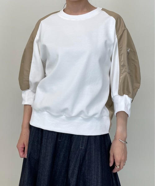 DOLLUPOOPS(ドールアップウップス)の「スリーブMA-1プルオーバー(Tシャツ/カットソー・レディース・ベージュ/グレー/ブラック・38)」の3枚目の写真
