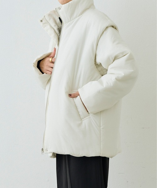 Shelly island（シェリーアイランド）の「【軽量で暖かい】2WAY中綿コート/ベスト（その他アウター・レディース・ホワイト/ブラック・FREE）」の7枚目の写真