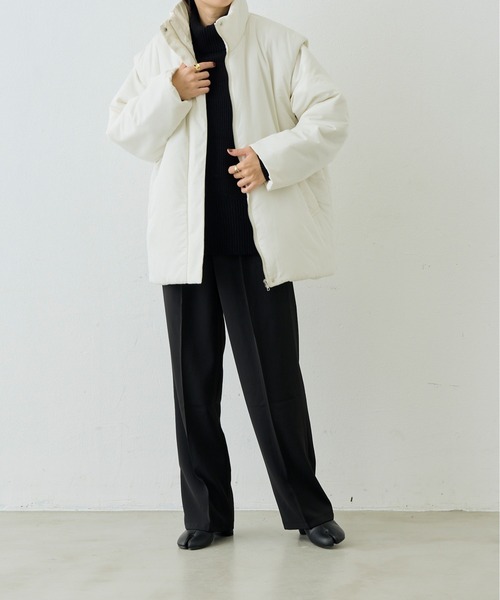 Shelly island（シェリーアイランド）の「【軽量で暖かい】2WAY中綿コート/ベスト（その他アウター・レディース・ホワイト/ブラック・FREE）」の3枚目の写真