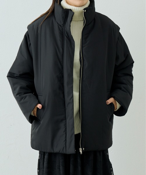 Shelly island（シェリーアイランド）の「【軽量で暖かい】2WAY中綿コート/ベスト（その他アウター・レディース・ホワイト/ブラック・FREE）」の13枚目の写真