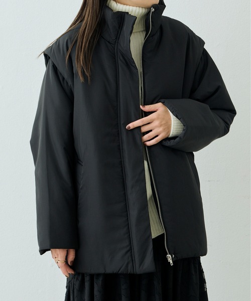 Shelly island（シェリーアイランド）の「【軽量で暖かい】2WAY中綿コート/ベスト（その他アウター・レディース・ホワイト/ブラック・FREE）」の20枚目の写真