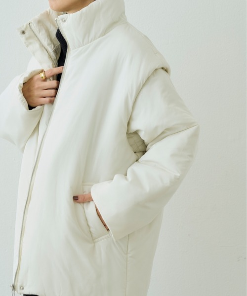 Shelly island（シェリーアイランド）の「【軽量で暖かい】2WAY中綿コート/ベスト（その他アウター・レディース・ホワイト/ブラック・FREE）」の18枚目の写真