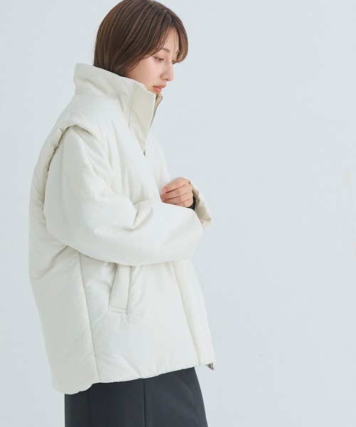 Shelly island（シェリーアイランド）の「【軽量で暖かい】2WAY中綿コート/ベスト（その他アウター・レディース・ホワイト/ブラック・FREE）」の17枚目の写真