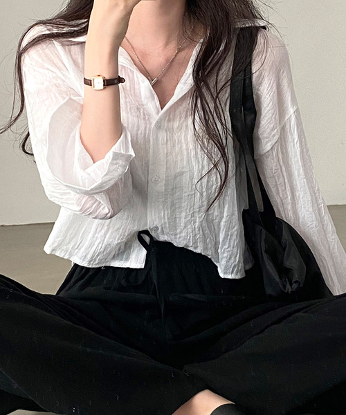 Dita Muaj.(ディータムアージュ)の「クロップドシースルーシャツ(シャツ/ブラウス・レディース・グリーン/グレー/ホワイト/ブルー・FREE)」の16枚目の写真