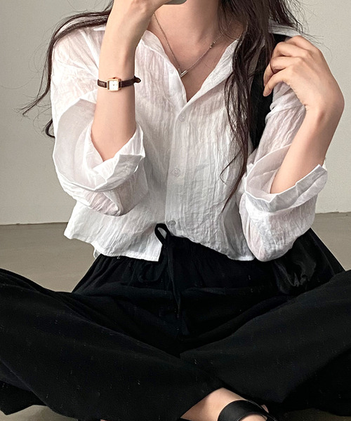 Dita Muaj.(ディータムアージュ)の「クロップドシースルーシャツ(シャツ/ブラウス・レディース・グリーン/グレー/ホワイト/ブルー・FREE)」の17枚目の写真