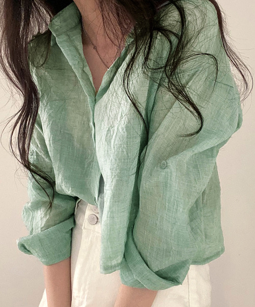 Dita Muaj.(ディータムアージュ)の「クロップドシースルーシャツ(シャツ/ブラウス・レディース・グリーン/グレー/ホワイト/ブルー・FREE)」の14枚目の写真