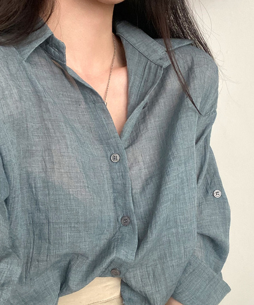 Dita Muaj.(ディータムアージュ)の「クロップドシースルーシャツ(シャツ/ブラウス・レディース・グリーン/グレー/ホワイト/ブルー・FREE)」の19枚目の写真