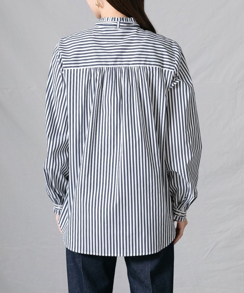 Gready Brilliant(グレディブリリアン)の「タックフリルHNブラウス(シャツ/ブラウス・レディース・オフホワイト/ブルー/ストライプ・FREE)」の14枚目の写真