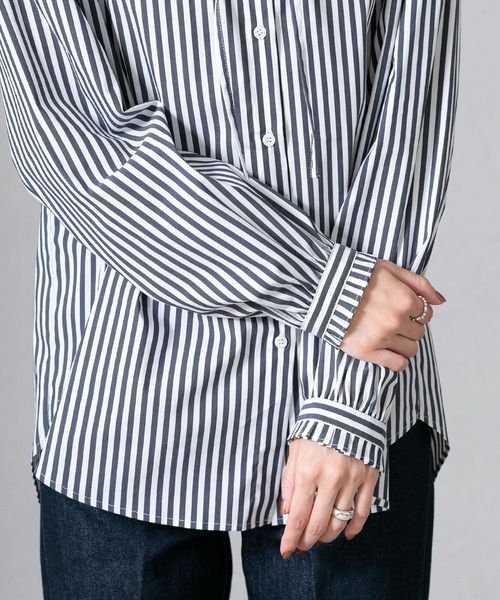 Gready Brilliant(グレディブリリアン)の「タックフリルHNブラウス(シャツ/ブラウス・レディース・オフホワイト/ブルー/ストライプ・FREE)」の17枚目の写真