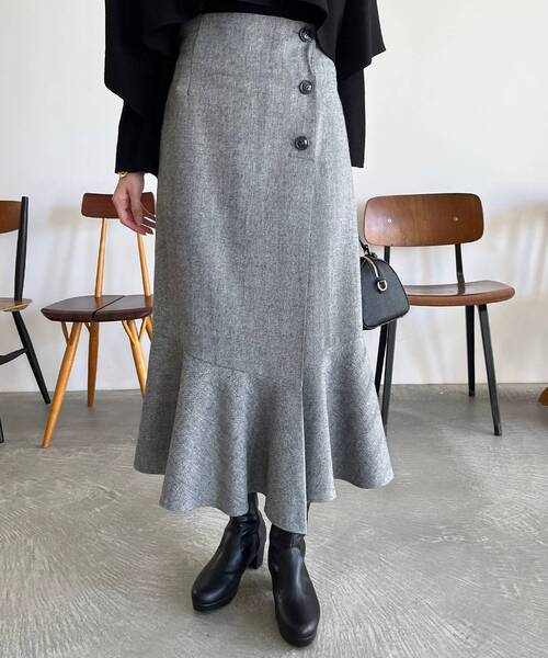 MAJESTIC LEGON(マジェスティックレゴン)の「クラシカルラップスカート(スカート・レディース・ブラウン系その他2/グレー系その他/ブラック・MEDIUM)」の1枚目の写真