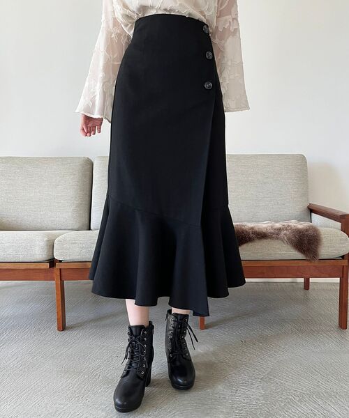 MAJESTIC LEGON(マジェスティックレゴン)の「クラシカルラップスカート(スカート・レディース・ブラウン系その他2/グレー系その他/ブラック・MEDIUM)」の2枚目の写真