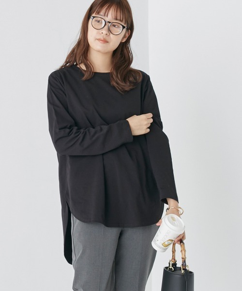 OMNES（オムネス）の「ラウンドヘムロングスリーブTシャツ（Tシャツ/カットソー・レディース・ホワイト/ライトグレー/ブラック/ピンク・FREE）」の14枚目の写真