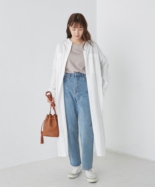 OMNES（オムネス）の「ラウンドヘムロングスリーブTシャツ（Tシャツ/カットソー・レディース・ホワイト/ライトグレー/ブラック/ピンク・FREE）」の15枚目の写真