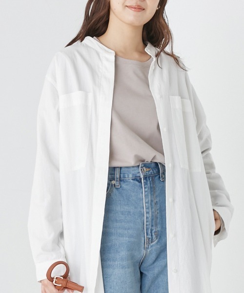 OMNES（オムネス）の「ラウンドヘムロングスリーブTシャツ（Tシャツ/カットソー・レディース・ホワイト/ライトグレー/ブラック/ピンク・FREE）」の17枚目の写真