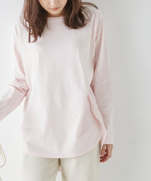 OMNES（オムネス）の「ラウンドヘムロングスリーブTシャツ（Tシャツ/カットソー・レディース・ホワイト/ライトグレー/ブラック/ピンク・FREE）」の20枚目の写真