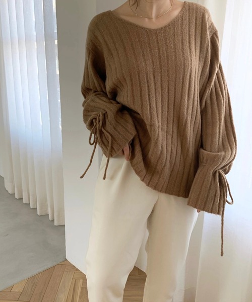 WILLFULLY（ウィルフリー）の「cuff shirring loop lib knit（ニット/セーター・レディース・ベージュ/モカ・FREE）」の17枚目の写真