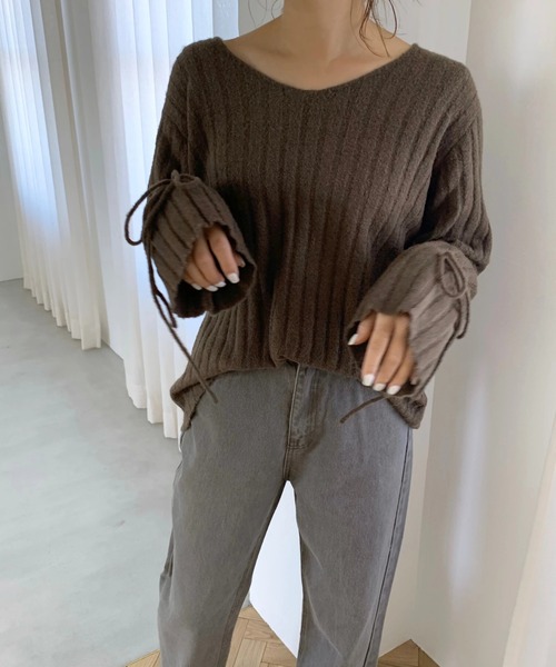 WILLFULLY（ウィルフリー）の「cuff shirring loop lib knit（ニット/セーター・レディース・ベージュ/モカ・FREE）」の8枚目の写真