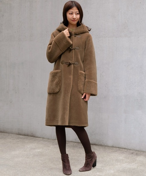 STRAWBERRY-FIELDS（ストロベリーフィールズ）の「【美人百花 12月号掲載】シャンティボア　コート（ダッフルコート・レディース・ブラウン・2）」の3枚目の写真