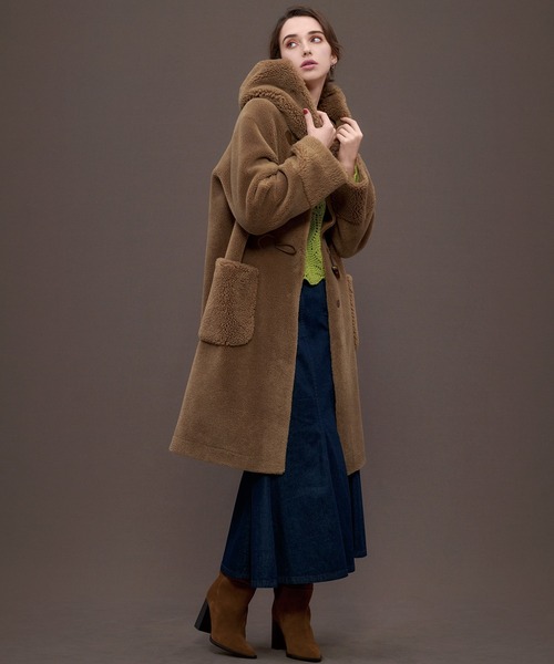 STRAWBERRY-FIELDS（ストロベリーフィールズ）の「【美人百花 12月号掲載】シャンティボア　コート（ダッフルコート・レディース・ブラウン・2）」の2枚目の写真