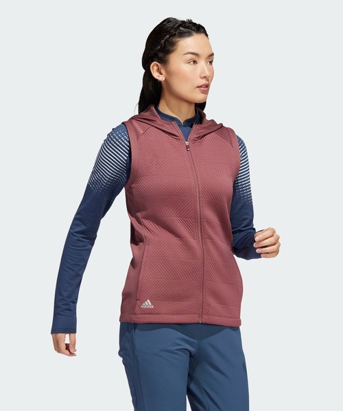 adidas（アディダス）の「COLD. RDY 保温 フルジップフーディーベスト【adidas Golf/アディダスゴルフ】（ベスト・レディース・ネイビー/ブラック/ブラウン・SMALL/X-LARGE/LARGE/X-SMALL/MEDIUM）」の6枚目の写真