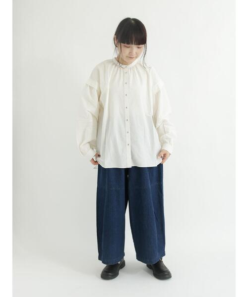 Samansa Mos2(サマンサ モスモス)の「袖切替配色ステッチシャツ(シャツ/ブラウス・レディース・ネイビー/オフホワイト/オレンジ・フリ-)」の9枚目の写真