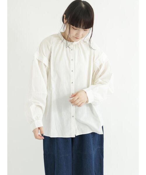 Samansa Mos2(サマンサ モスモス)の「袖切替配色ステッチシャツ(シャツ/ブラウス・レディース・ネイビー/オフホワイト/オレンジ・フリ-)」の10枚目の写真