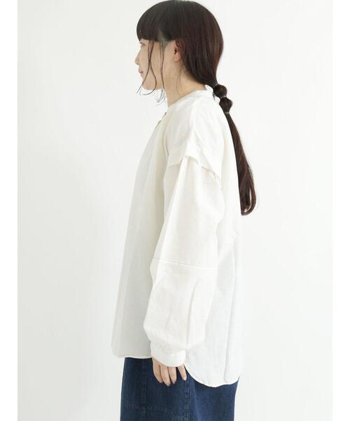 Samansa Mos2(サマンサ モスモス)の「袖切替配色ステッチシャツ(シャツ/ブラウス・レディース・ネイビー/オフホワイト/オレンジ・フリ-)」の12枚目の写真