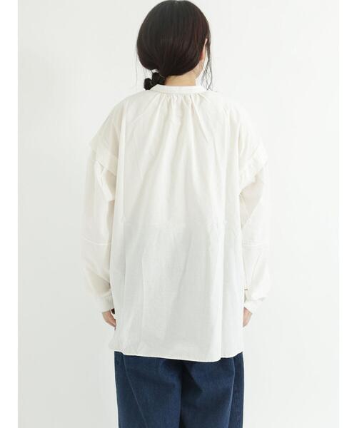 Samansa Mos2(サマンサ モスモス)の「袖切替配色ステッチシャツ(シャツ/ブラウス・レディース・ネイビー/オフホワイト/オレンジ・フリ-)」の13枚目の写真