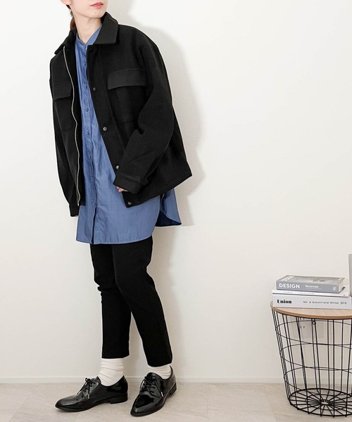 Ritzy(リッツィー)の「ポリメルトン ZIPブルゾン レディース メンズ(ブルゾン・メンズ・ブラック/ベージュ/サックスブルー/グレイッシュベージュ・MEDIUM/LARGE/X-LARGE)」の12枚目の写真