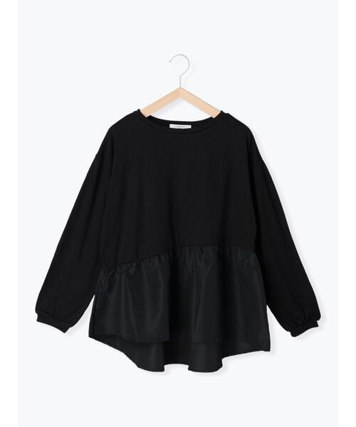 Samansa Mos2 blue(サマンサモスモスブルー)の「裾布帛ドッキングプルオーバー(Tシャツ/カットソー・レディース・ブラック/ネイビー/グレー・フリ-)」の2枚目の写真