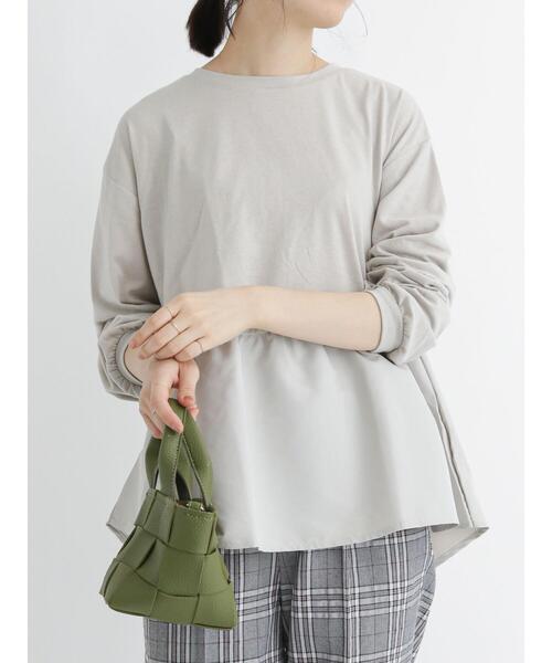 Samansa Mos2 blue(サマンサモスモスブルー)の「裾布帛ドッキングプルオーバー(Tシャツ/カットソー・レディース・ブラック/ネイビー/グレー・フリ-)」の16枚目の写真