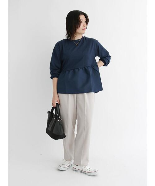 Samansa Mos2 blue(サマンサモスモスブルー)の「裾布帛ドッキングプルオーバー(Tシャツ/カットソー・レディース・ブラック/ネイビー/グレー・フリ-)」の17枚目の写真