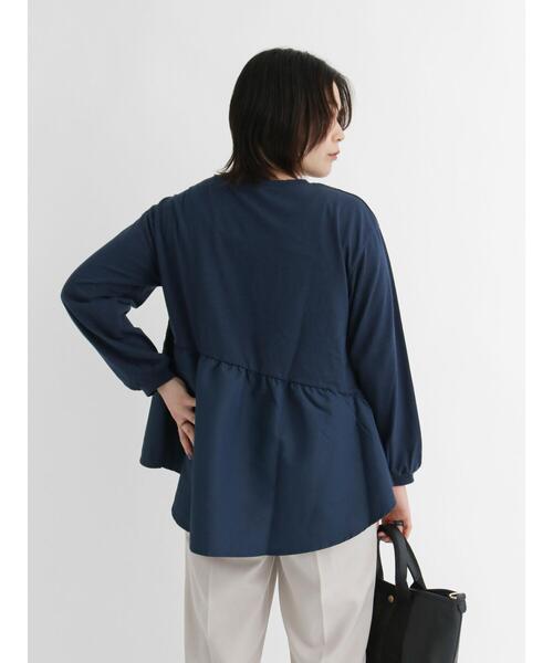Samansa Mos2 blue(サマンサモスモスブルー)の「裾布帛ドッキングプルオーバー(Tシャツ/カットソー・レディース・ブラック/ネイビー/グレー・フリ-)」の20枚目の写真