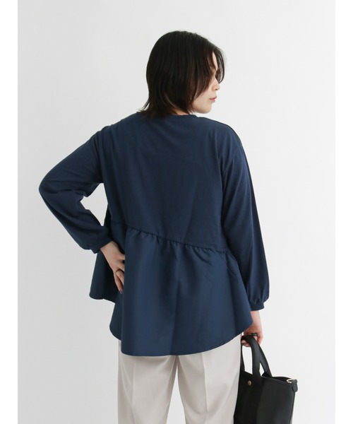 Samansa Mos2 blue(サマンサモスモスブルー)の「裾布帛ドッキングプルオーバー(Tシャツ/カットソー・レディース・ブラック/ネイビー/グレー・フリ-)」の7枚目の写真