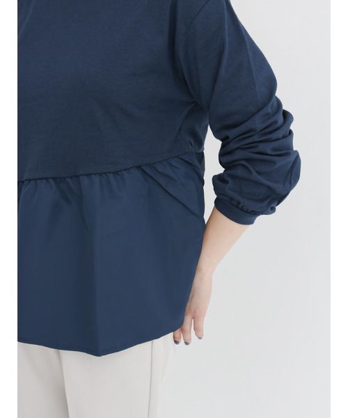 Samansa Mos2 blue(サマンサモスモスブルー)の「裾布帛ドッキングプルオーバー(Tシャツ/カットソー・レディース・ブラック/ネイビー/グレー・フリ-)」の5枚目の写真