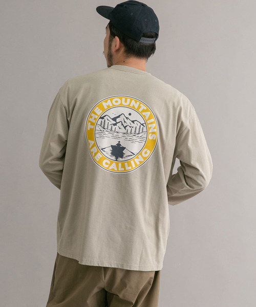 EKAL（エカル）の「EKAL　Mountain Circle LS T-shirts（Tシャツ/カットソー・メンズ・ブルー/ベージュ系その他・MEDIUM/LARGE）」の2枚目の写真