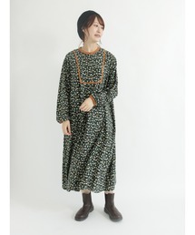 Samansa Mos2 | パイピング花柄ワンピース(ワンピース)