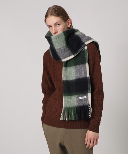 tk.TAKEO KIKUCHI（ティーケータケオキクチ）の「◆ブークレチェックマフラー（マフラー・メンズ・ダークグリーン系8/ネイビー系5・00）」の7枚目の写真