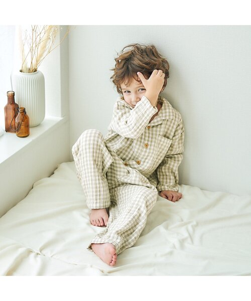 apres les cours（アプレレクール）の「ダブルガーゼ パジャマ（ルームウェア/パジャマ・キッズ・アイボリー/ローズ/その他3/ミント/イエロー・80/90/100/110/120/130）」の8枚目の写真